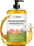 Frankincense Massage Oil – 100% Pure & Natural - Massage Therapy Oil for Soreness & Stiffness – Stretch Marks and Scars Body Oil Infused with Frankincense Essential Oil and Geranium Oil – 8 FL OZ