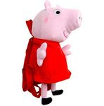 Peppa Pig Plush Backpack Pink Red, Pink, 12"