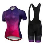 WeimoMonkey Summer Women MTB Bike Cycling Clothing MTB Cycling Jersey Bicycle Bib Shorts Sets Purple L