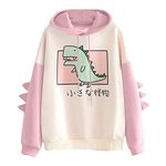 SoonerQuicker Hoodies for Teens Girls Cute Dinosaur Print Sweatshirt Women Hoodie Womens Long Sleeve Tops Pullover Casual Fashion (S, Pink)