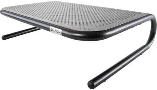 Allsop Metal Art Jr. Monitor Stand, 14-Inch Wide Platform Holds 40 lbs with Keyboard Storage Space - Pearl Black, 2 Pack