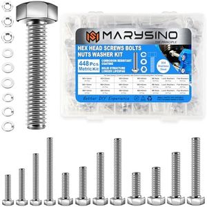 448Pcs Nuts and Bolts Assortment Kit, M5 M6 M8 Bolts Heavy Duty Metric Bolt Assortment Kit, 304 Stainless Steel M5 M6 M8 Bolt, Length 12-30mm Machine Screw by Marysino