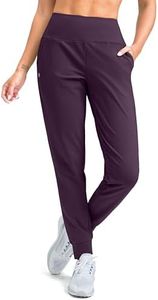 Women's Fleece Lined Joggers High Waisted Water Resistant Thermal Hiking Pants Cold Weather Sweatpants with Pockets(Purple,S)