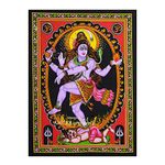 AMURA artisans® Lord Natraj (Shiva) in Dancing(Tandav) Pose Sequin Embedded 100% Cotton 30X40 Inches Cloth Poster/Bohemian/Tapestry/Wall Hanging