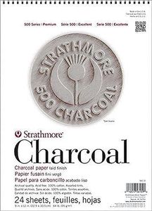 Strathmore (560-1 500 Series Charcoal Pad, 9"x12", 24 Sheets, White