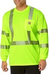 Carhartt mens High Visibility Force Long Sleeve Class 3 Tee work utility shirts, Brite Lime, Large US