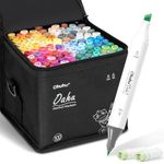 Ohuhu Alcohol Markers Double Tipped Art Marker Set for Artists Adults Coloring Sketch Illustration - Chisel & Fine Dual Tips - 100 Colors - Oahu Series of Ohuhu Markers