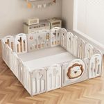 Baybee Lion Kids Playpen for Babies | Foldable Baby Play Area Indoor Setup with Safety Lock & Double Knob | Baby Activity Playards for Toddlers | Outdoor Play Pen for Kids for 0-5 Years (20 Panels)