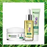 Garnier Organic Lavandin Set: Anti-Age Day Cream, Smooth & Glow Facial Oil and Anti-Age Eye Cream for Healthy Glowing Skin - Suitable for Dry & Sensitive Skin