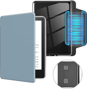MOROCK Detachable Magnetic Case for 6" Kindle Paperwhite 10th Generation 2018 Release(Model No. PQ94WIF), Slim PU Leather and PC Clear Back Cover with Hand Strap, Auto Wake/Sleep, Misty Blue