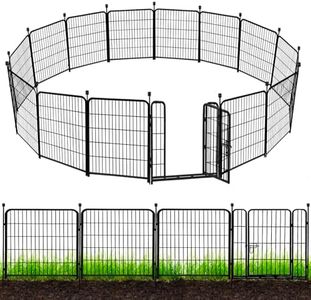 ADAVIN Tall Garden Fence 48 in(H) 12 Panels Total 26.6 FT(L), Heavy Duty Iron Metal Fence and Border, Flower Bed Fencing, outdoor Animal Barrier Fence, Dog Fences with gate for the Yard Camping, Black