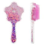 Hair Brush,Paddle Hairbrush for Little Girls Kids(age 3-8),Easily Glide Through Knots No Pull,Unicorn Glitter Bristle Tangle Brushes(purple)