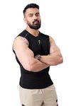 FUAARK Men's Sleeveless Compression Gym Tank Tops Sport Vest (Medium, Black)