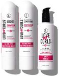 LUS Brands Love Ur Curls for Curly Hair, 3-Step System - Shampoo and Conditioner Set with All-in-One Styler - LUS Curls Hair Products - No Crunch, Nonsticky, Clean - 8.5oz each