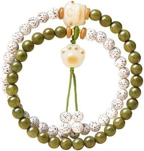 Natural Star Moon Bodhi Bracelet for Women Men Double-loop Winding Star Moon Bead Bracelet Meditatioon Healing Anxiety Relief Energy Buddha Bead Bracelets Birthday Gift (Bodhi 29)