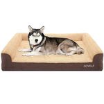 JOYELF Orthopedic Dog Bed for Extra Large Dogs, U-Shaped Foam Sofa Couch Bed, Durable Bolster Waterproof Pet Bed with Removable Washable Cover and Nonskid Bottom for dogs - Coffee