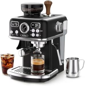 XIXUBX Espresso Machine with Grinder, PID & Programmable Settings, Black