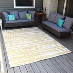 Sunnydaze Abstract Impressions 7 x 10 Foot Weather-Resistant Indoor or Outdoor Area Rug - Golden Fire (6' 7" x 9' 4")