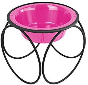 Platinum Pets Single Olympic Diner Feeder with Stainless Steel Dog/Cat Bowl, 1.25 cup/10 oz, Bubble Gum Pink