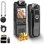 SixBondsCam 4K Body Camera with Audio and Video Recording, 128GB Mini Wearable Cam with Magnetic Lanyard, Body Worn Camera for Travel, Cycling, Work Security, Police Law Enforcement