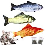 NATUCE 3PCS 30 cm Catnip Fish Toys for Cat and 2 Packs Catnip, Cat Toys with Zipper, Cat Fish Pillow, Cat Catnip Toys, Cat Chew Toys, Pet Toy, Cat Pillow, Teeth Cleaning, Interactive Plush Cat Toys