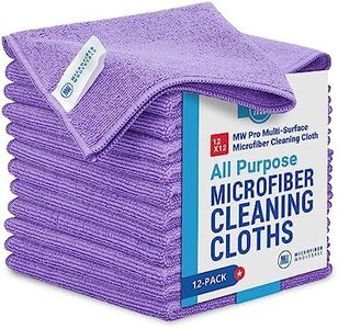 12" x 12" Buff Pro Multi-Surface Microfiber Cleaning Cloths | Purple - 12 Pack | Premium Microfiber Towels for Cleaning Glass, Kitchens, Bathrooms, Automotive, Supplies & Products