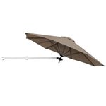 COSTWAY 2.5M Wall Mounted Garden Cantilever Parasol, Balcony Umbrella with Adjustable Pole, Tilted Design and Wind Vent, 8-Rib Outdoor Waterproof Hanging Sun Shade for Patio Market (Brown)