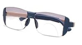 SOOLALA Mens Blue Light Blocking Rimless Bifocal Reading Glasses Protective Eyeglasses for Womens, Blue, 3.0