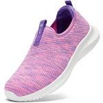 STQ Girls Slip on Shoes for Kids School Shoes Lightweight Breathable Big Girls Walking Tennis Sneakers Pink Purple Size 4 Big Kid