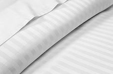 Bed Sheet Set, Luxury and 100% Soft Combed Egyptian Cotton, 800 Thread Count, 1 Piece Flat with 2 Piece Pillow Covers, Hotel Collection 3 PC Bedding Set-White Stripe,Double Size.