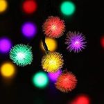 iihome Outdoor Solar Lights 50 LED Dandelion Ball String Fairy Light Solar Power Waterproof Lights Outside Garden Camping Patio Party Christmas (Multi-Colored)