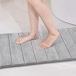 MIULEE Memory Foam Bath Mats Non Slip Bathroom Mat Bath Rug Shower Mat Coral Fleece Softness Highly Absorbent Washable Rug Bath Mats for Bathroom Kitchen Entrance 45x120 cm Light Gray