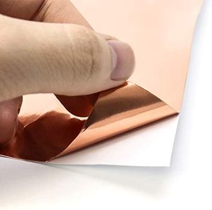 QWORK® Lot de 10 rubans en feuille de cuivre, un seul côté, avec adhésif conducteur, panneaux de cuivre, blindage EMI Réparations électriques de soudure (30cm x 20cm)