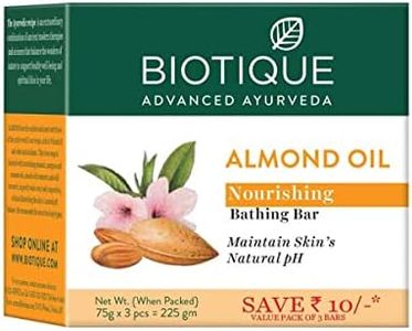 Biotique Almond Oil Nourishing Bathing Bar| Ayurvedic and Organically Pure| Maintains Skin’s Natural pH |100% Botanical Extracts| Suitable for All Skin Types | Pack of 3, 225 g (3 x 75 g)