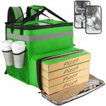 Food Delivery Backpack,Large Insulated Backpack for Doordash/Uber Eeats, Expandable Cooler Bags for Bike/Motorcycle with Reflective Strip/Cup Holders,Reusable Pizza Food Delivery Bag with Hand Straps