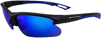 Optic Edge Cliff Weil Fireball Wraparound Sports & Motorcycle Sunglasses for Men or Women Semi-Rimless Matte Black Frame w/Dielectric Blue Mirror Lens