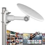 TV Antenna Outdoorr Omni Directional HDTV Antenna with Signal Amplifier, Long Range Reception Compatible with All TVs, Supports 4K 1080P for Home Cottage RV Use, Weatherproof Design, 10m Cable