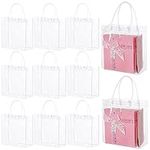 Clear PVC Gift Bags with Handles, Small Plastic Tote Bags Transparent Gift Wrap Bags Reusable Shopping Bags for Wedding Candy Bags,Dessert,Merchandise, Retail, Small Business (7.87 x 7.87 x 3.15 Inch)