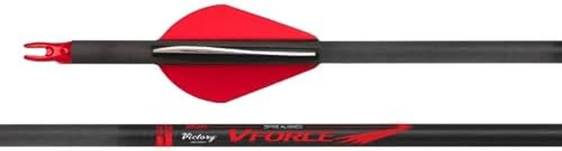 Victory Archery VForce 0.245" Standard Diameter Hunting Arrow (Spine: 350, 6 Pack Vane Fletched, Straightness ± 0.006 - Sport - Red)