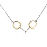 HUKKUN Horse Gift Horseshoe Necklace for Women Horse bit Jewelry 925 Sterling Silver Horse Snaffle Pendant Necklace Horse Gift for Women (Gold&Silver)