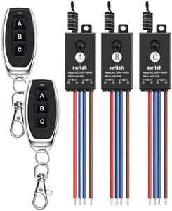 dstfuy Wireless Light Switch,3 Way Mini Remote Switch AC 110V/120V/220V/240V/10A Relay Wireless Light Switch with 328FT Long Range for Motor,Lamps,LED Lights,Fans.