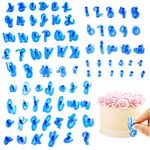 83 Pieces Alphabet Cake Stamp, Alphabet Upper Lower Case Fun Fonts Number and Special Characters Letter Stamping Set for DIY Cake Cookie Fondant Chocolate Decorating Tools (Blue)