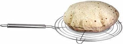 LEGION Stainless Steel Round Roaster Tawa | Papad Jali, Roti/Chapati Grill | Pizza Toast, Baigan Bharta | Multipurpose Roasting Tool | 1 kg Roaster (Silver)