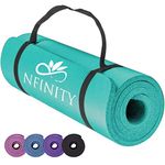 NBR Yoga Mat Exercise Fitness foam Extra Thick Non-Slip Large Padded High Density for Pilates gymnastics stretching Workout with Free Carry Strap (Turquoise)