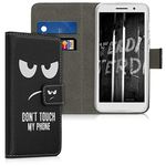 kwmobile Wallet Case Compatible with Alcatel 1 (5.0") Case for Phone - Don't Touch My Phone White/Black