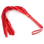 Pet World Synthetic Leather Riding Flogger with Wooden Handle for Costume Dress Party and Games (Pink) (Red)