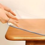 Qlarity Covers Clear 2mm Max Shield Table Cover 33X55 Inch (84X140cm) Dining PVC Table Cover 4/6 Seater | Anti-Slip,Heat/Water Resistant Transparent Table Protector | Customised Sizes,Rectangular