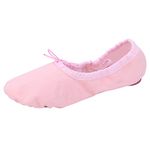 missfiona Women's Ballet Practice Ballroom Dance Shoes Canvas Belly Slippers Split-Sole(6, Pink)