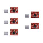 REES52 5Pcs A4988 Stepper Motor Driver Controller Ramps 1.4 Compatible Stepstick Motor Driver Module with Heat Sink for 3D Printer Green (A4988 red)