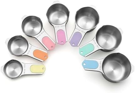 Spring Chef Magnetic Stainless Steel Measuring Cups, Patented, Kitchen Tools with Easy to Read Markings for Measuring Dry or Liquid Ingredients, Set of 7, Pastel
